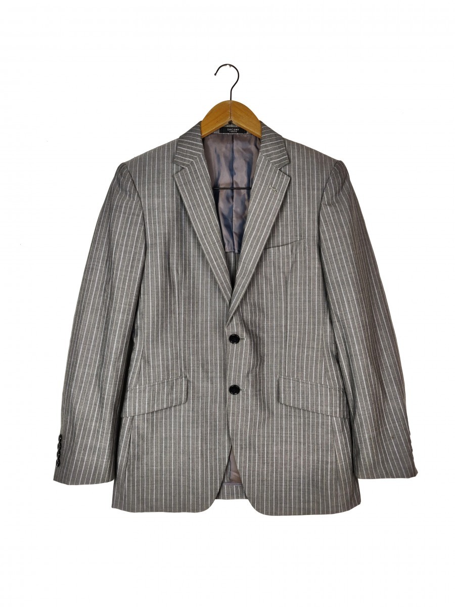Y'saccs Sacsny Grey Stripe Blazer Coat Suit Jacket - 1