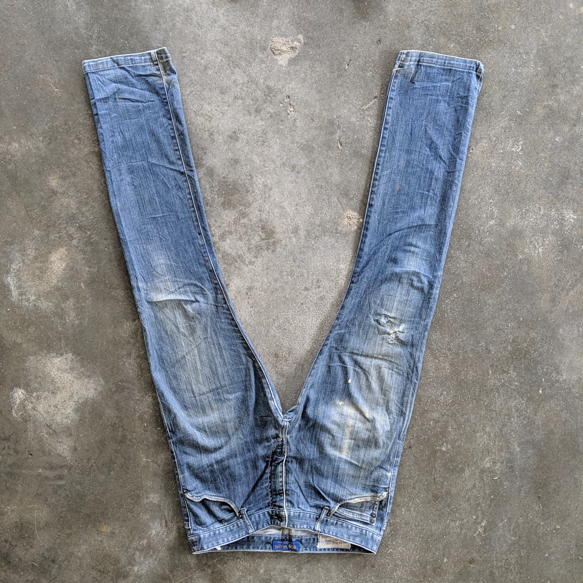 Vintage Beams Distressed Faded Denim Jeans Pants W34 - 1