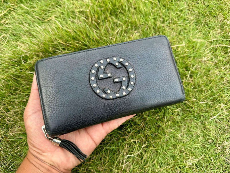 Authentic Gucci Soho Studded Leather Zippy Wallet - 1