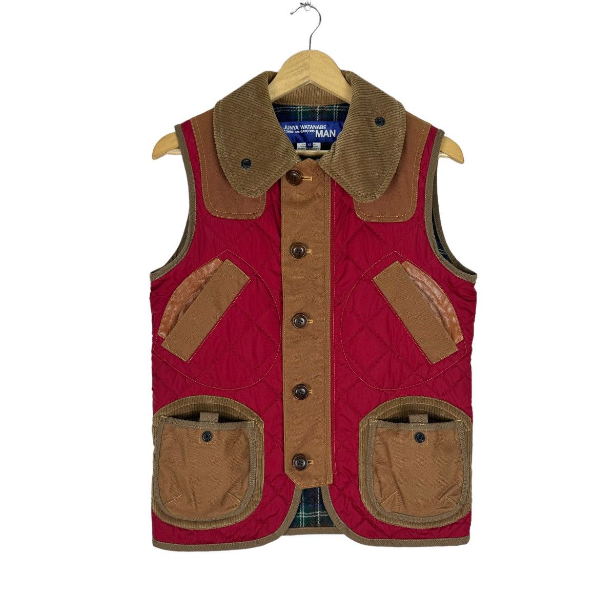 🔥JUNYA WATANABE FW2014 QUILTED NYLON COWHIDE LEATHER VEST - 3