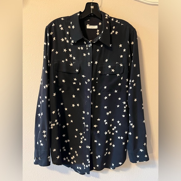 Equipment Slim Signature Star Silk Shirt Black - 6