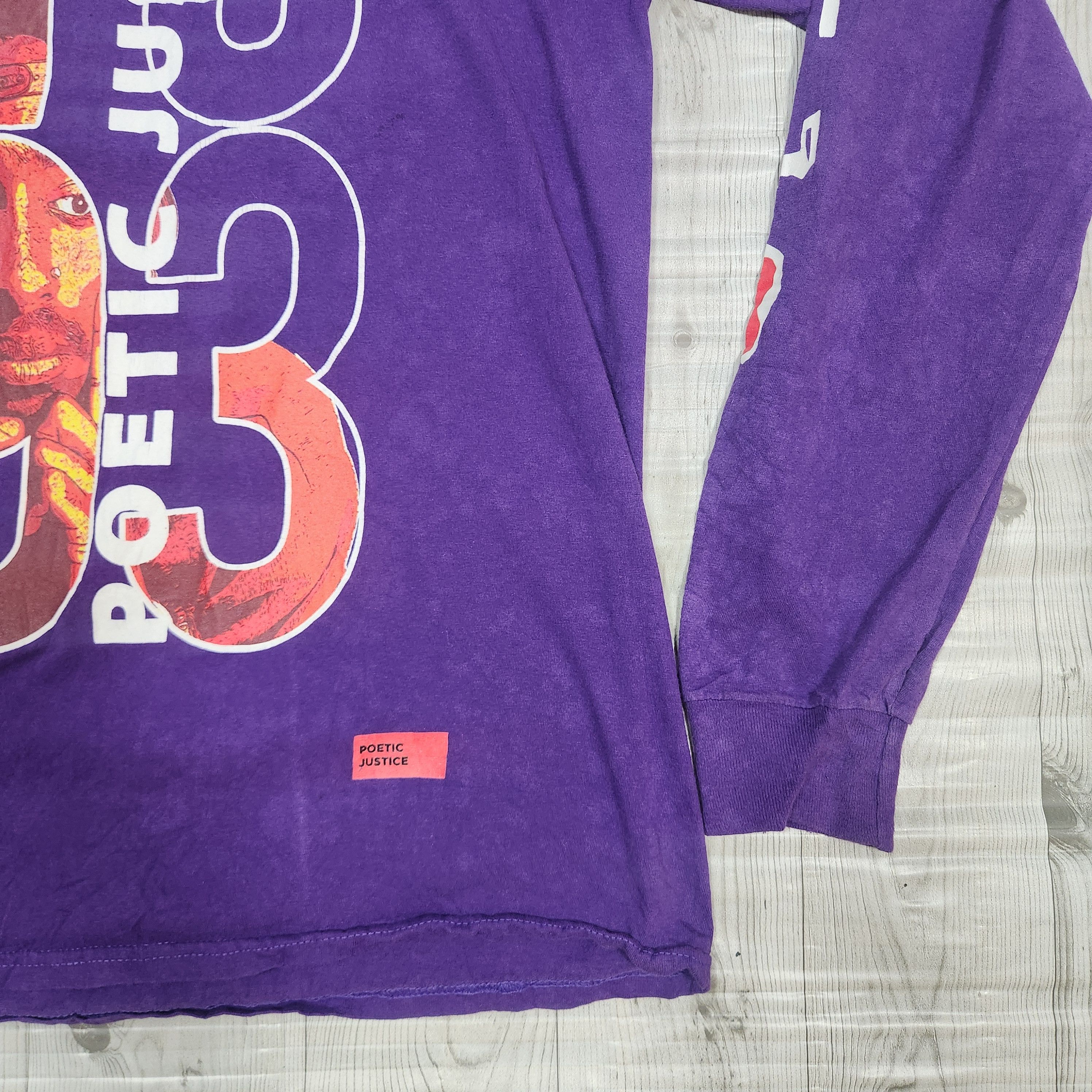 Rare - Tupac Shakur Poetic Justice 1993 Purple Long Sleeves - 4