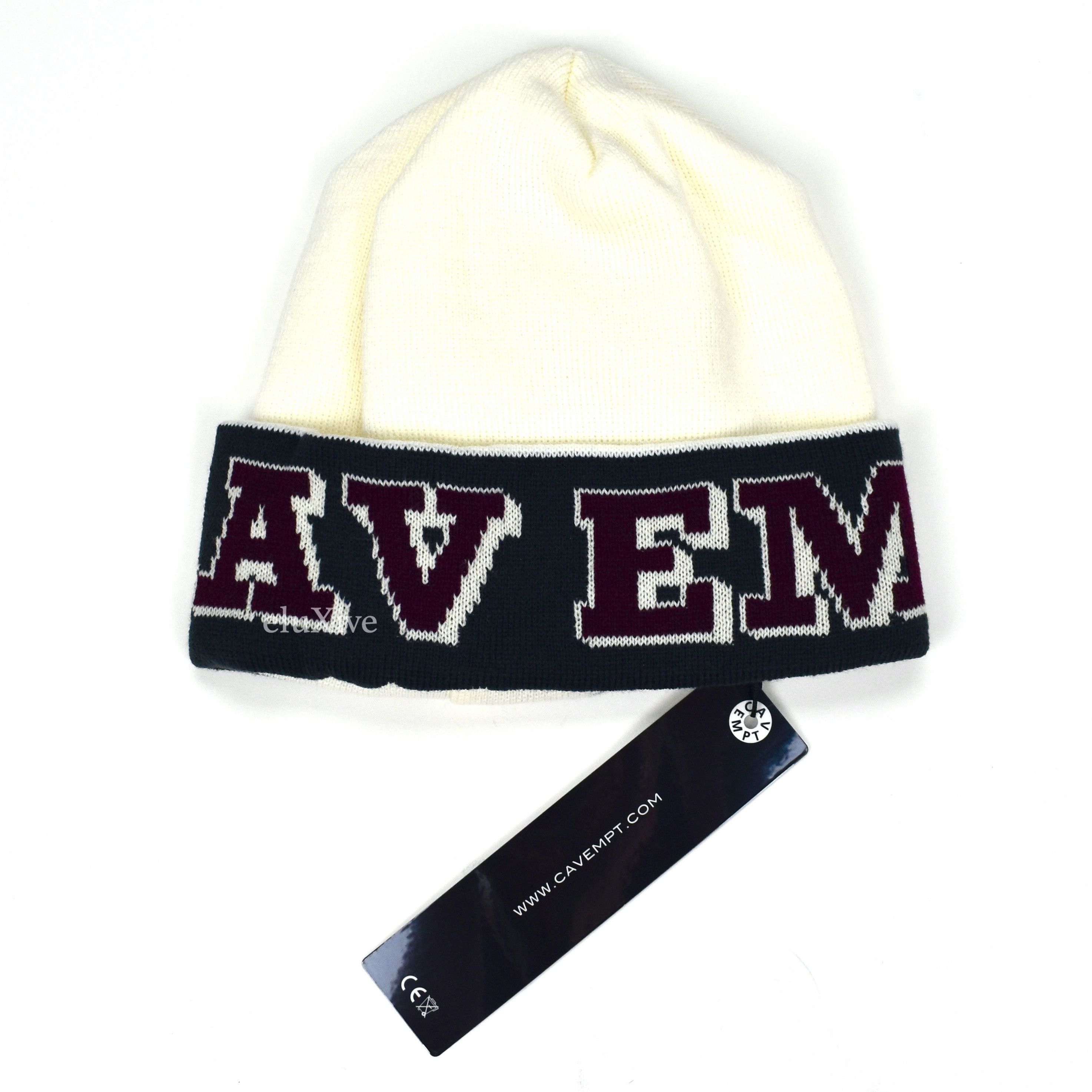 Cav Empt Cream Logo Knit Beanie DS - 1