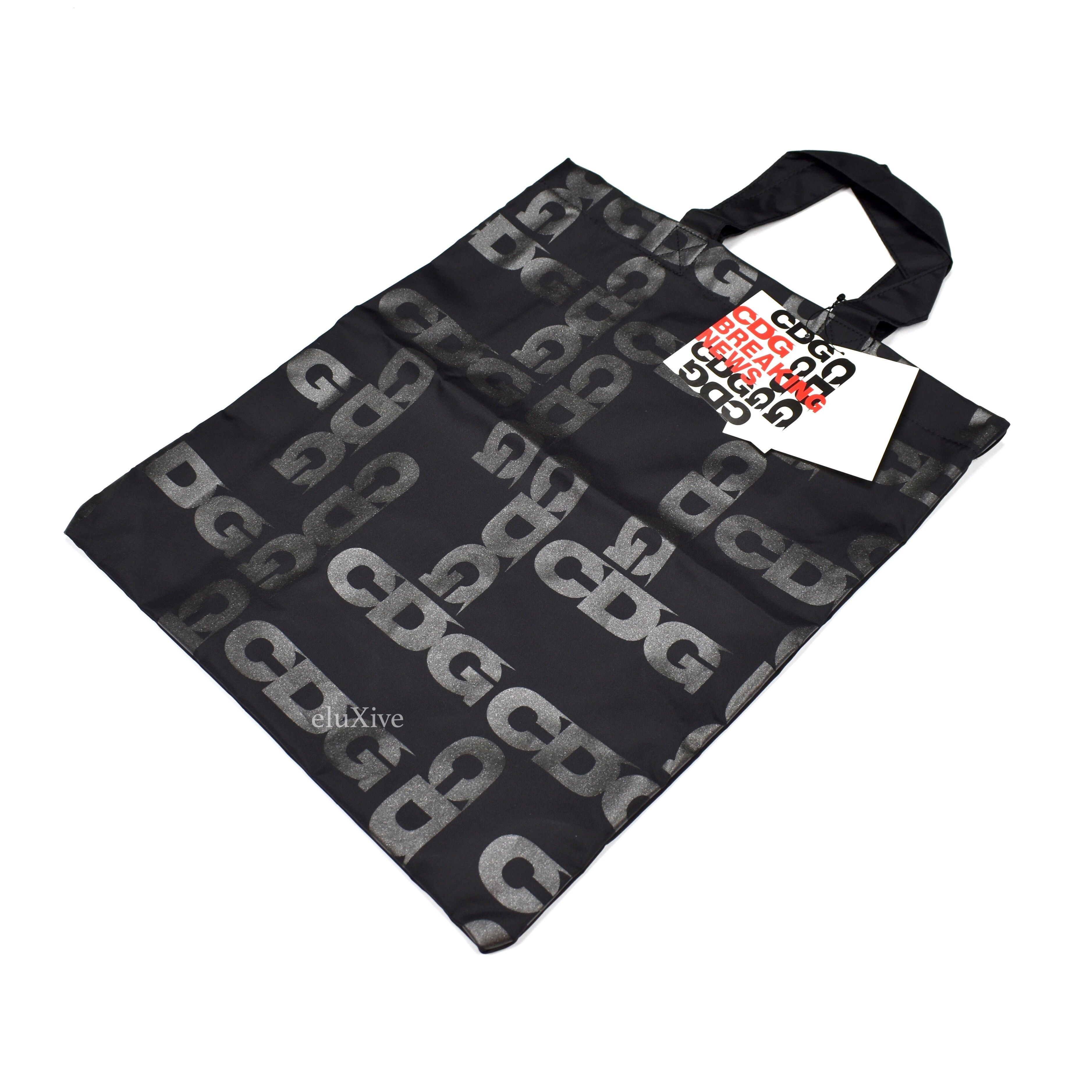 CDG Breaking News Metallic Logo Tote Bag Black - 2