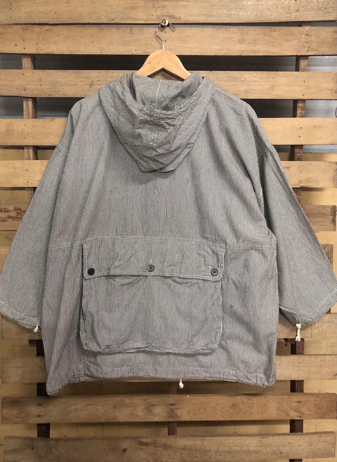 Issey Miyake 80’s Stripe Anorak Hoodies Jacket Pocket - 3
