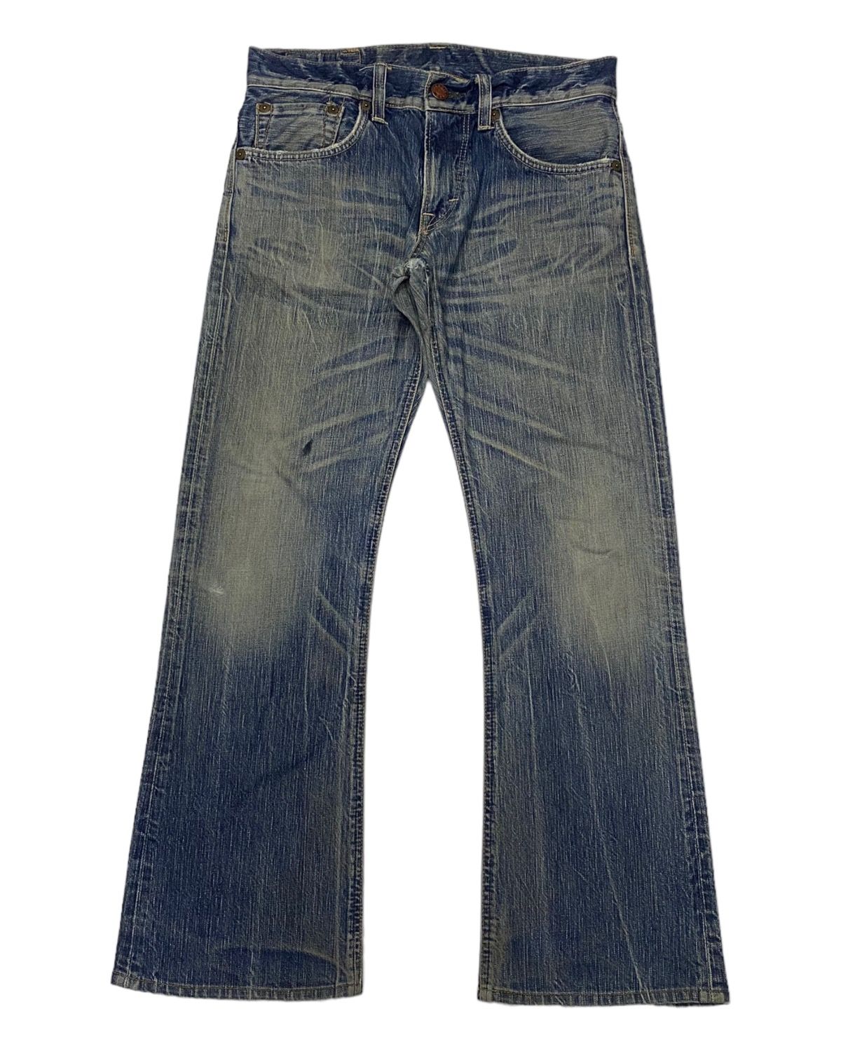 🔥FLARE JEANS EDWIN 503 BLUE TRIP DISTRESSED DENIM JEANS - 1