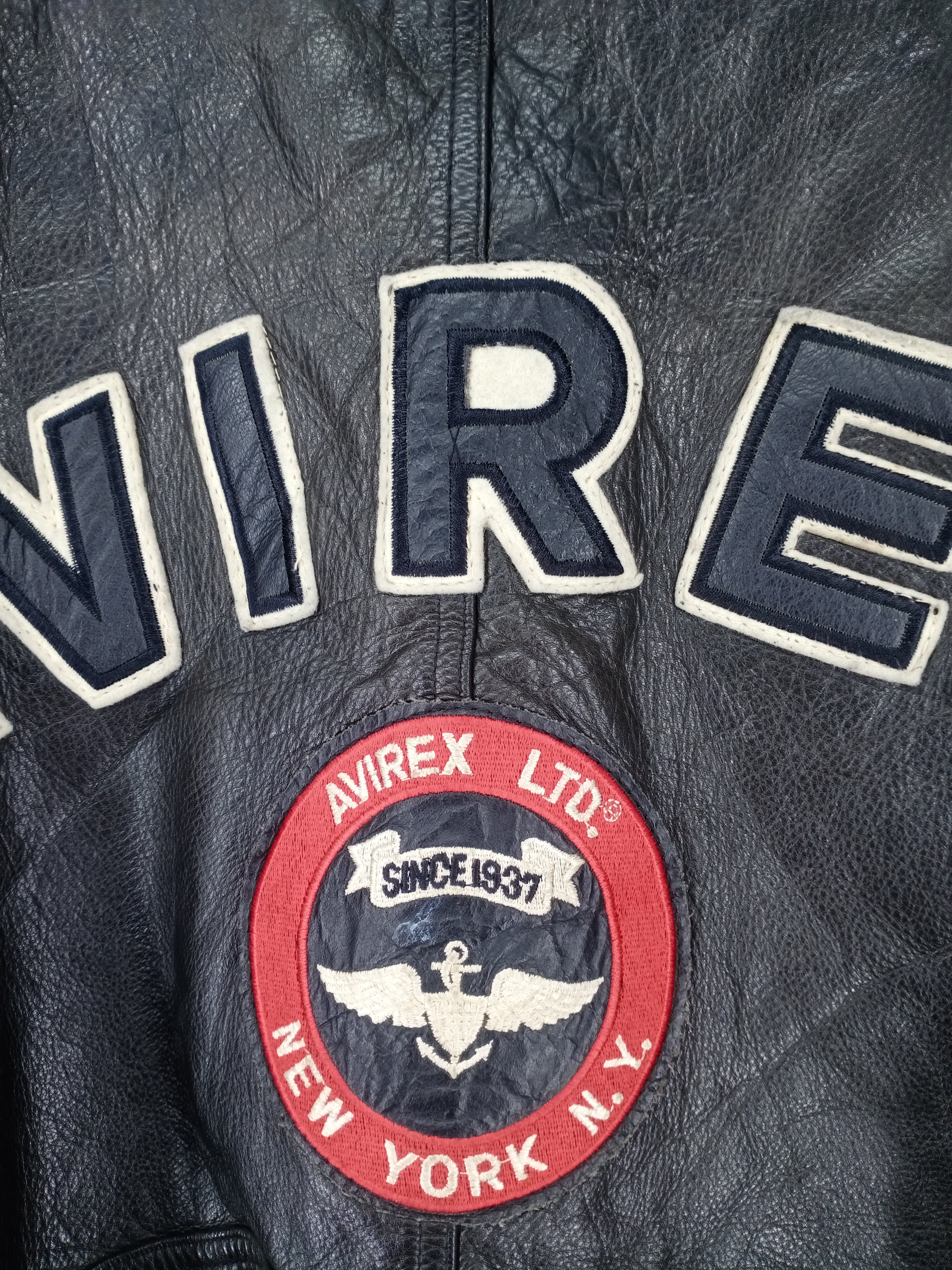 💥RARE💥Vintage Avirex Usa Spell Out Varsity Leather Jacket - 4