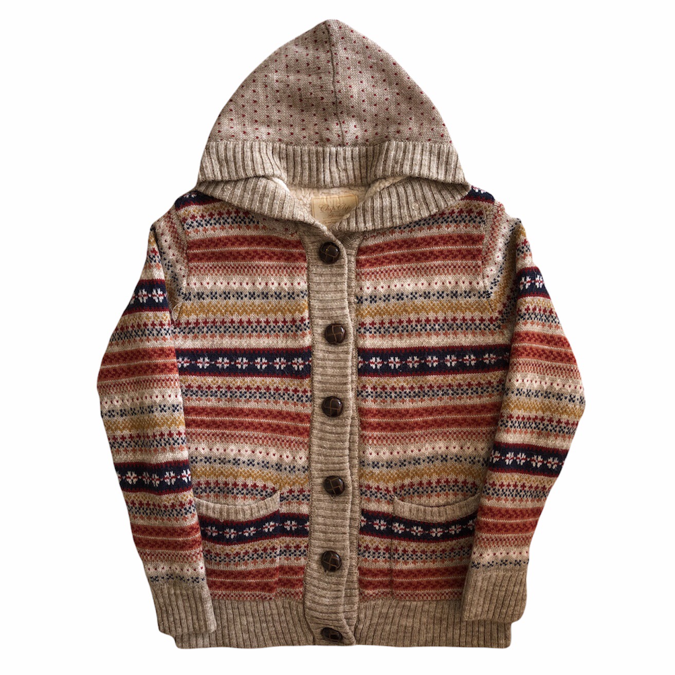 Japanese Brand - Cardigan Hoodie Navajo Knit Fleece Lining - 1