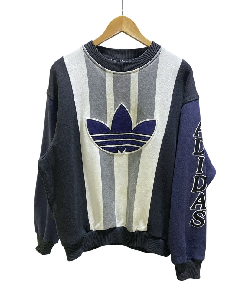 Vintage 80-90s Adidas Trefoil Striped Sweatshirt - 1