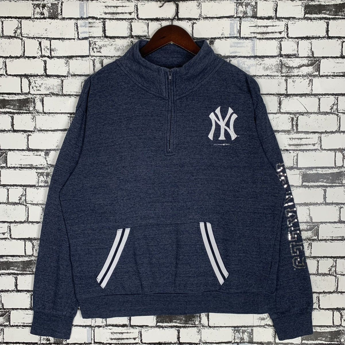 Vintage New Era MLB New York Yankees Embroidery Hulf Zip - 1