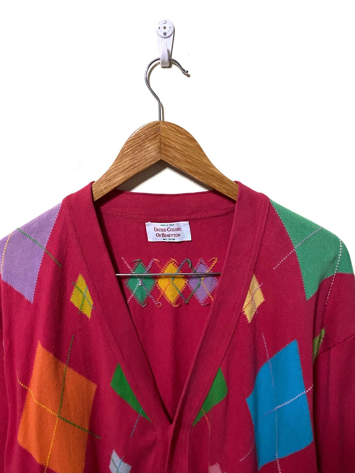 Vintage United Colors of Benetton Multicolor Knit Cardigan - 2