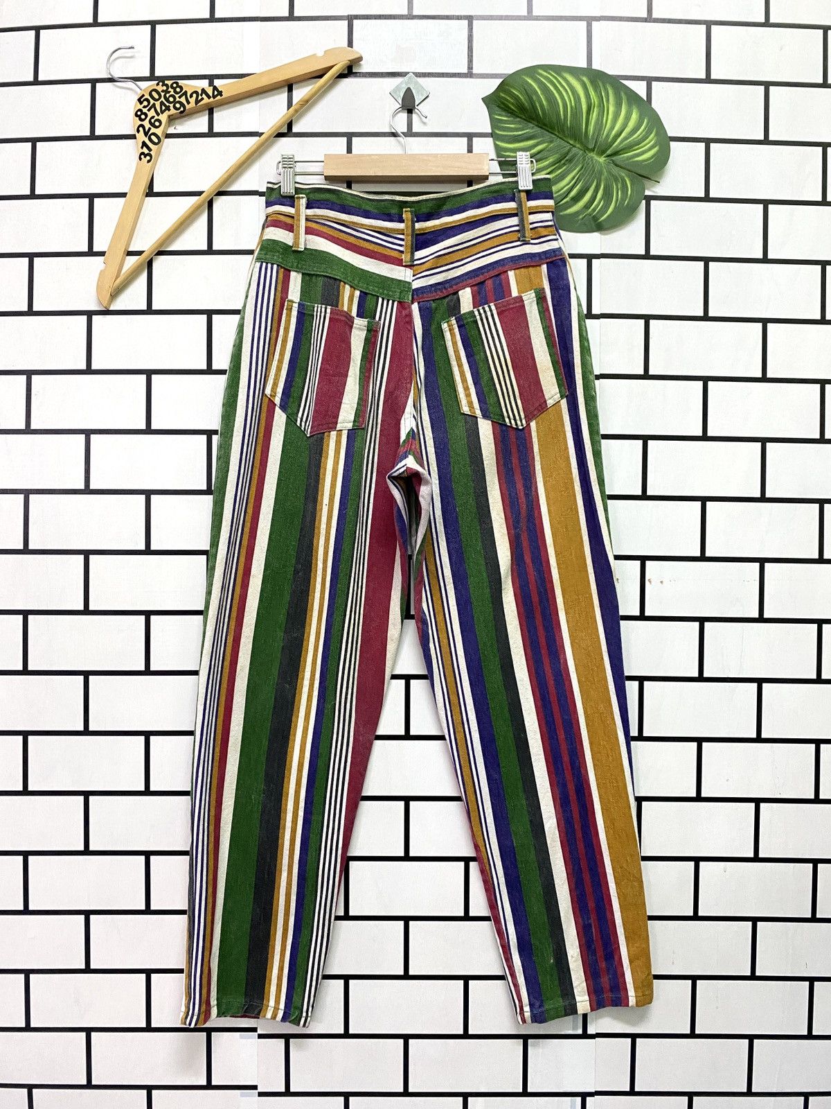 Vintage Striped Multicolour Baggy Pants - 2