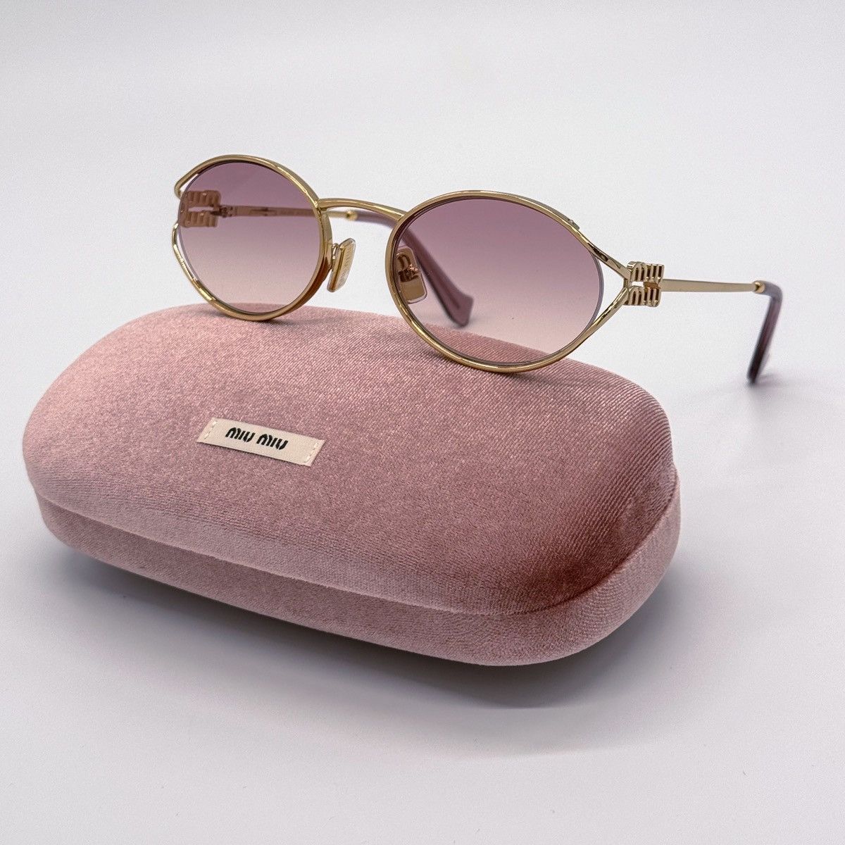 NEW MIU MIU SMU 52Y 5AK06S MU52YS OVAL MU 52YS SUNGLASSES - 2