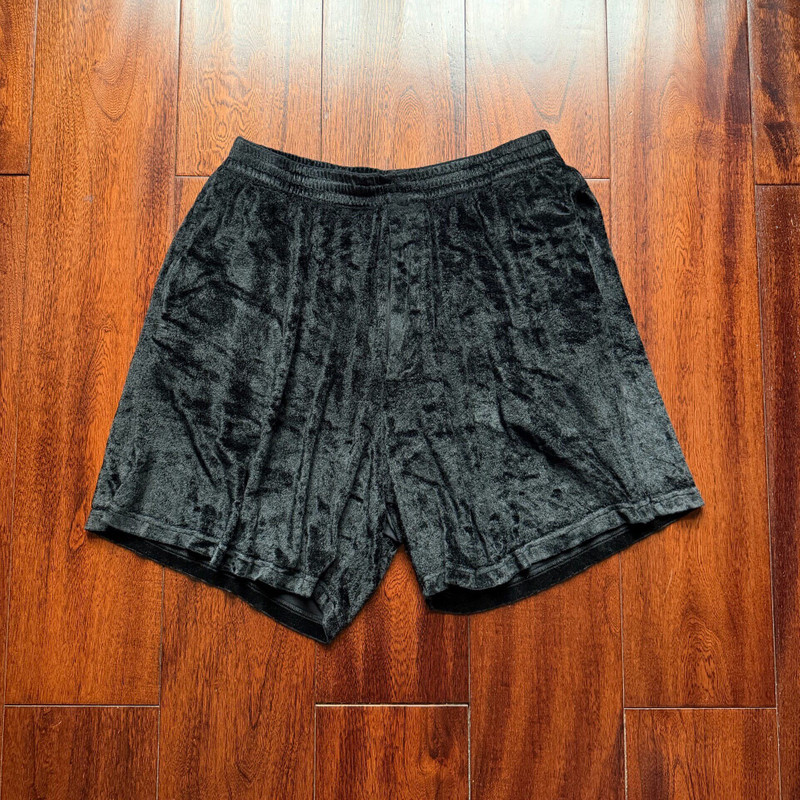 Balenciaga Black Velvet Drawstring Shorts - 1