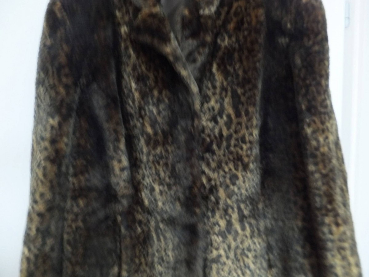 Vintage - faux fur leopard baby cat pattern coat size 50 52 - 3