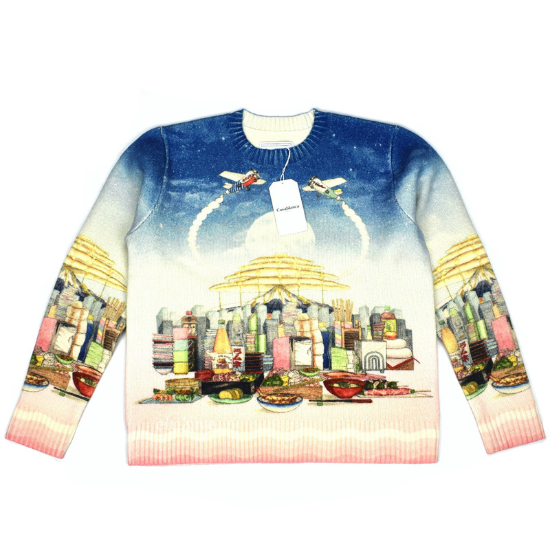 $1.3k Casa Cafe Artwork Print Wool Cashmere Sweater NWT - 1