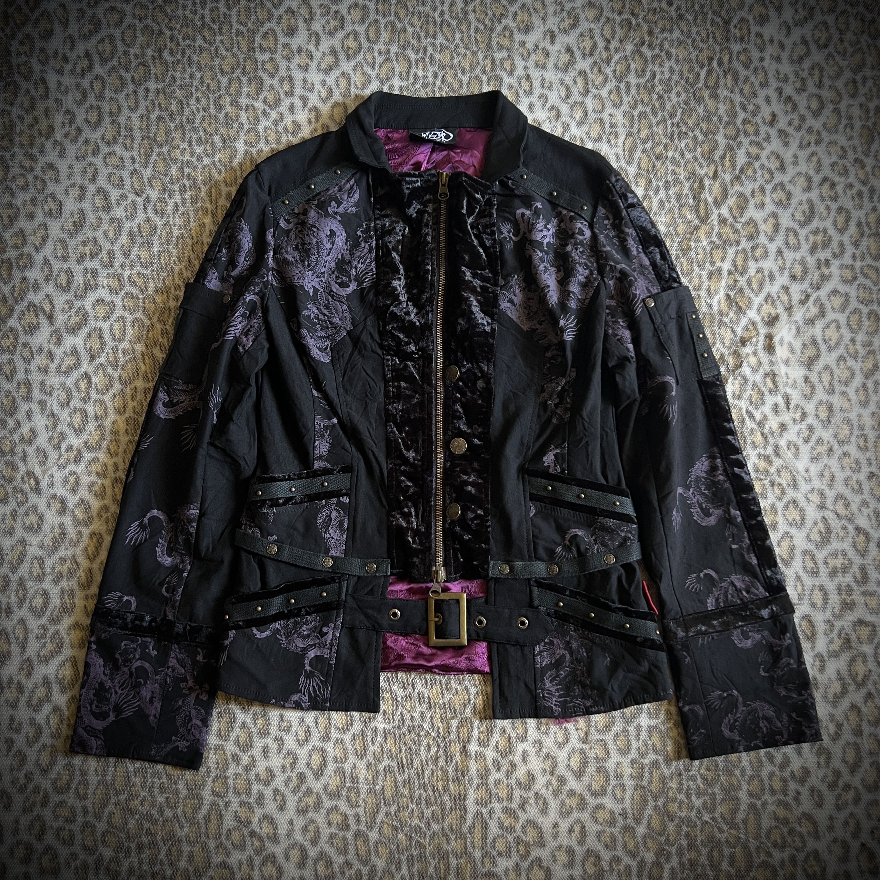Ozz On Gothic Zip-up Velour Dragon Jacket - 1
