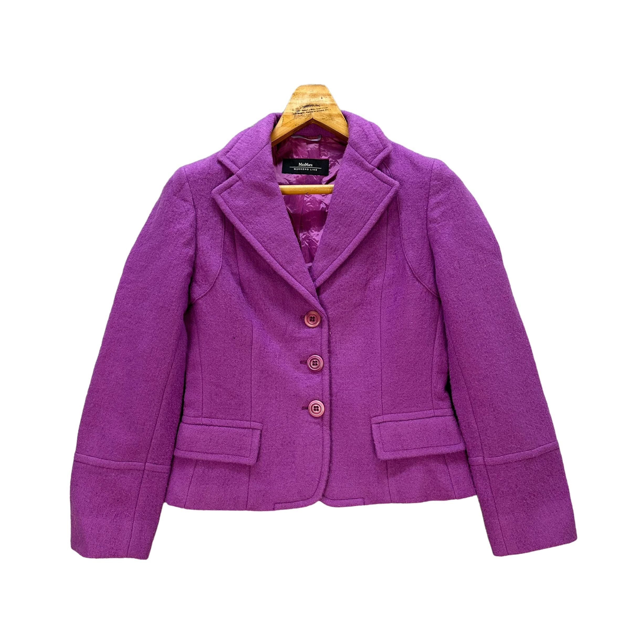 Designer - Max Mara Purple Wool Double Collar Jacket #9132-60 - 1