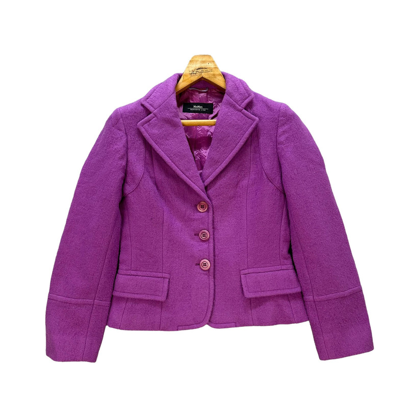 Max Mara Purple Wool Double Collar Jacket #9132-60 - 1