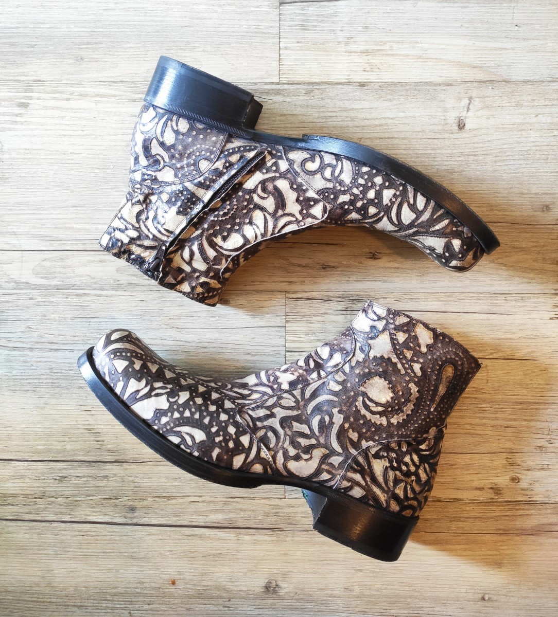 Gianni Barbato - Woodburning leather boots.Like Saint Laurent or Celine - 1