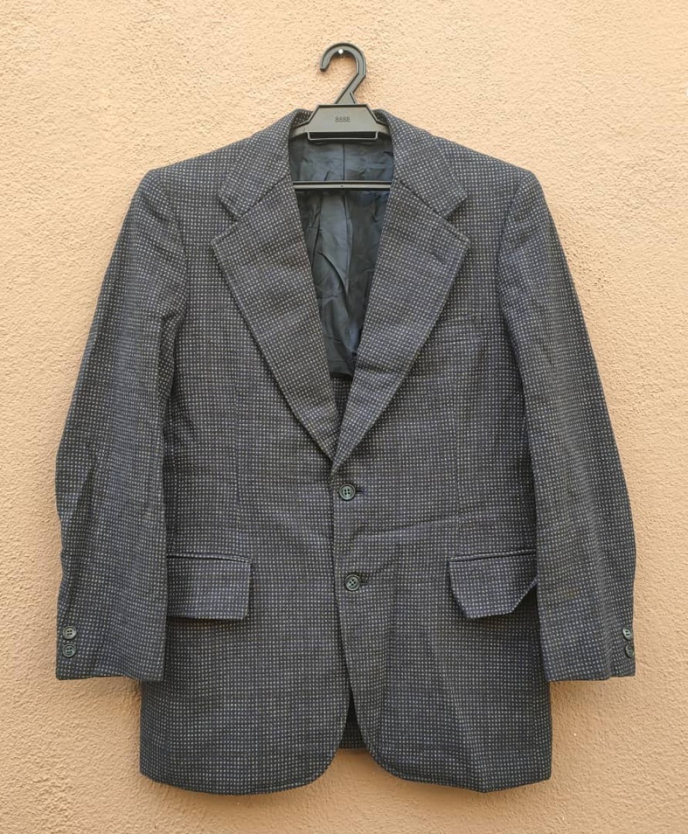 's Checkered Wool Jacket Blazer - 1