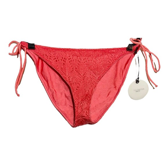Tularosa Bikini Bottom NWT Swim Crotchet Bikini Knit Coral Red Large - 1