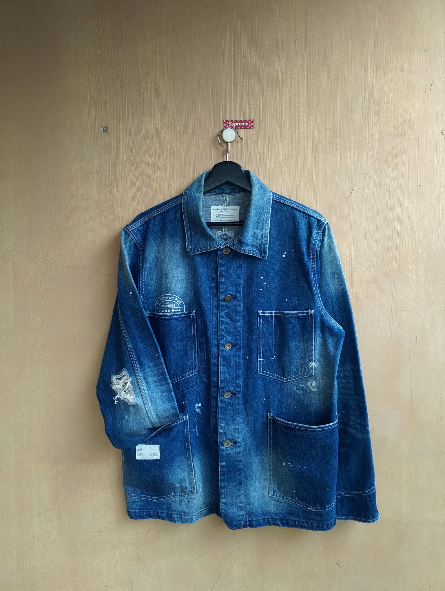 Madness Utility Workwear paint splatter denim jacket - 6