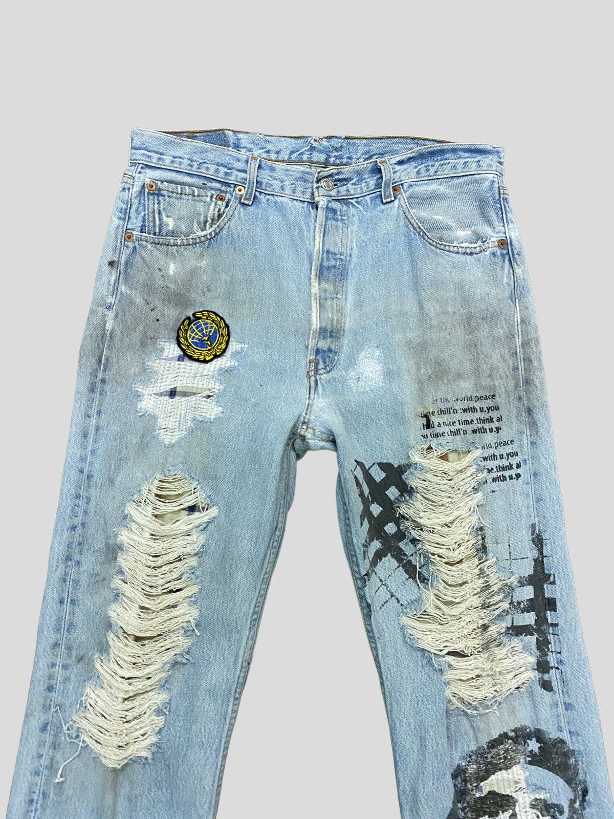 VINTAGE 90s Levi's 501 DISTRESSED CUSTOM CHE QUEVARA DENIM - 8