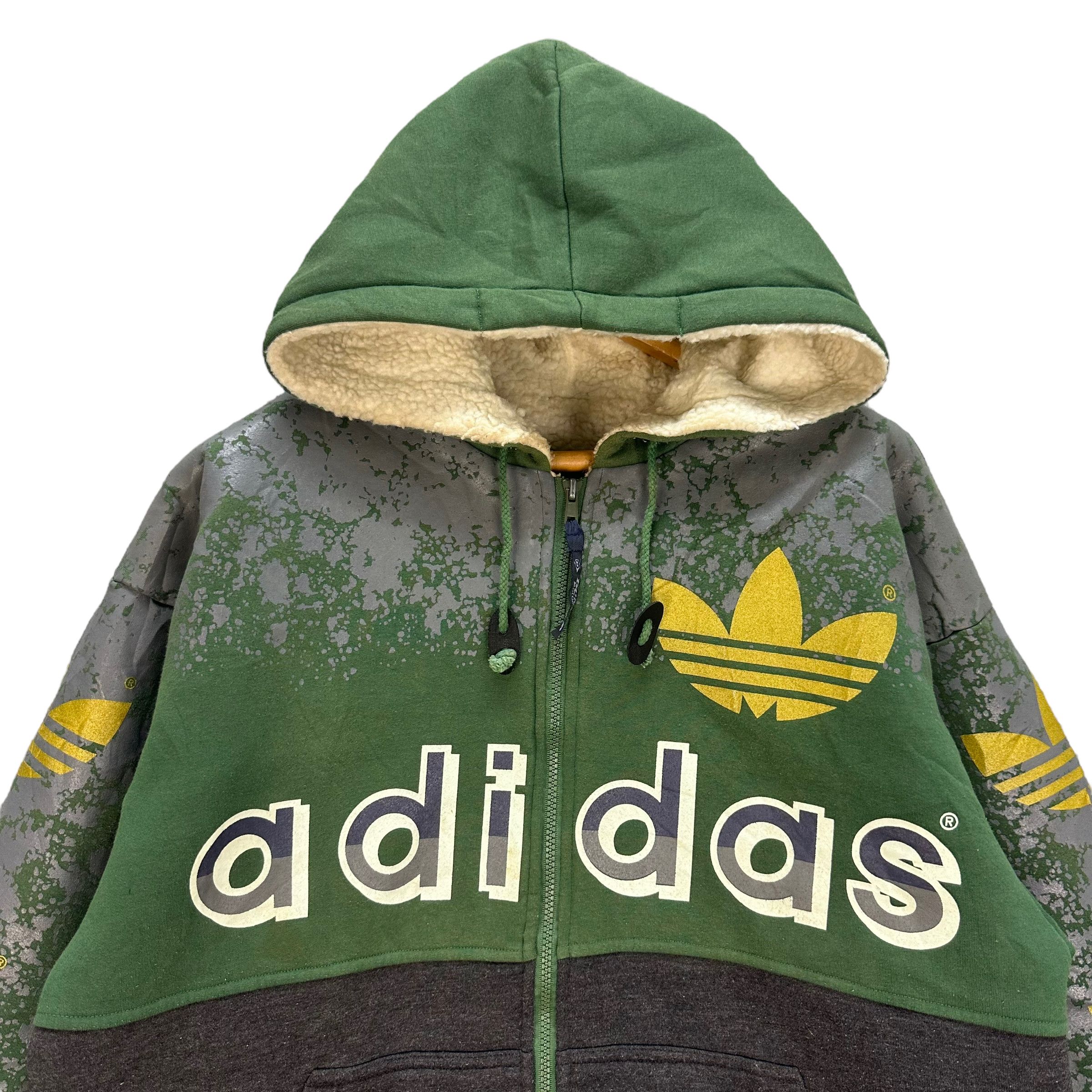 90's ADIDAS TREFOIL BIG LOGO SHERPA HOODIES #8199-212 - 2