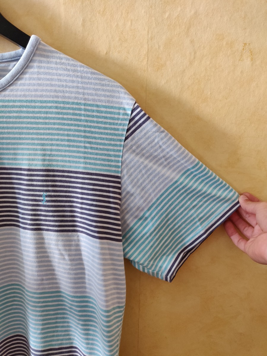 YSL Blue White Striped T-Shirt - 4