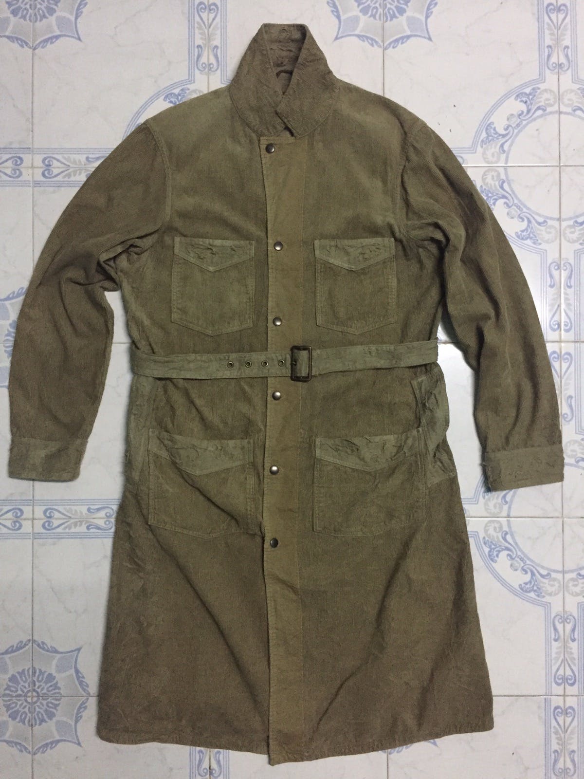 RAREST Kapital Corduroy Distress Long Jacket Military Style - 14