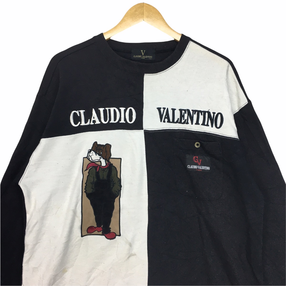 Vintage - Vtg CLAUDIO VALENTINO Dog Pet Sweatshirt Embroidery L - 2