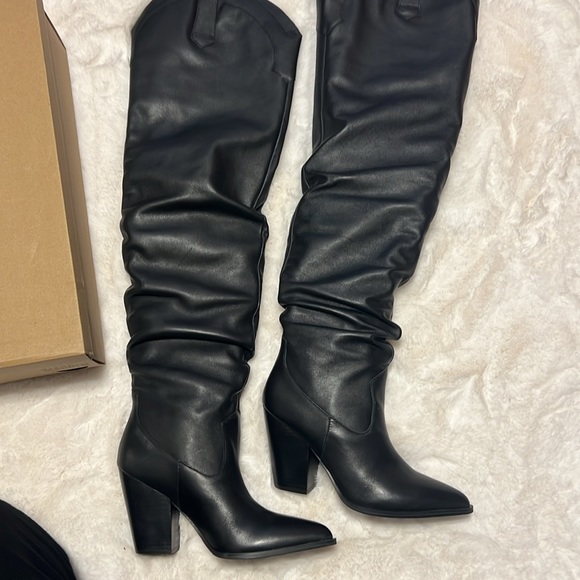 Steve Madden Landy Black Leather Over the Knee Western Boots - 2