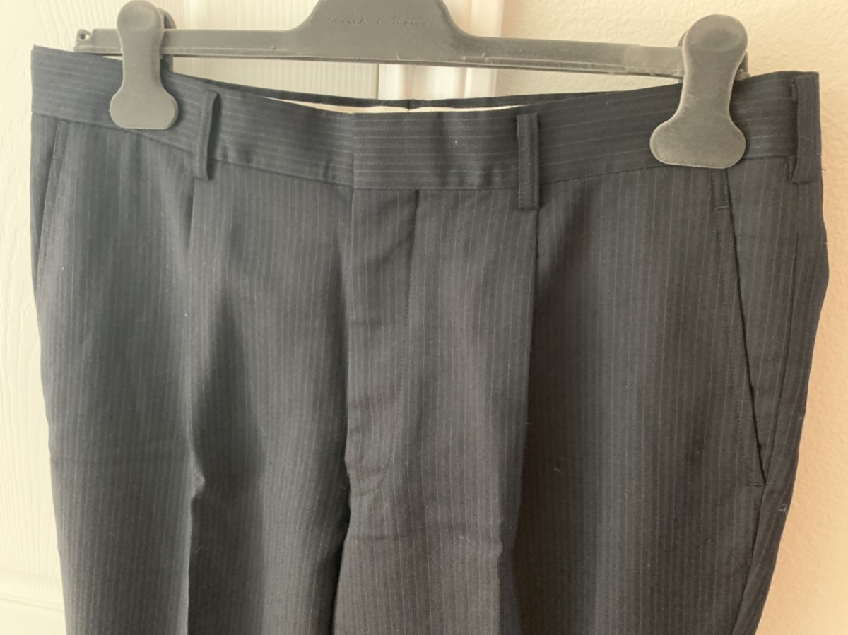 Comme des Garcons Homme Deux - Dark navy striped wool pants xl - 2