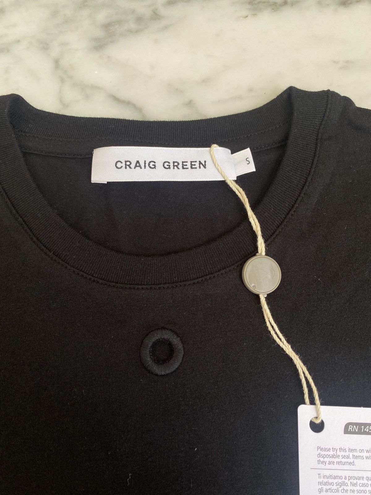 Craig Green Embroidered Hole T-Shirt Black - 5