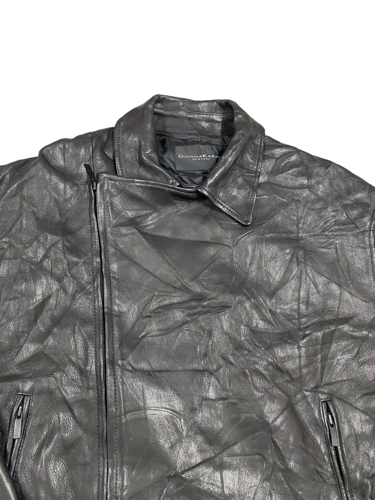 Vtg🌑Donna Karan New York Double Collar Leather Jacket - 12