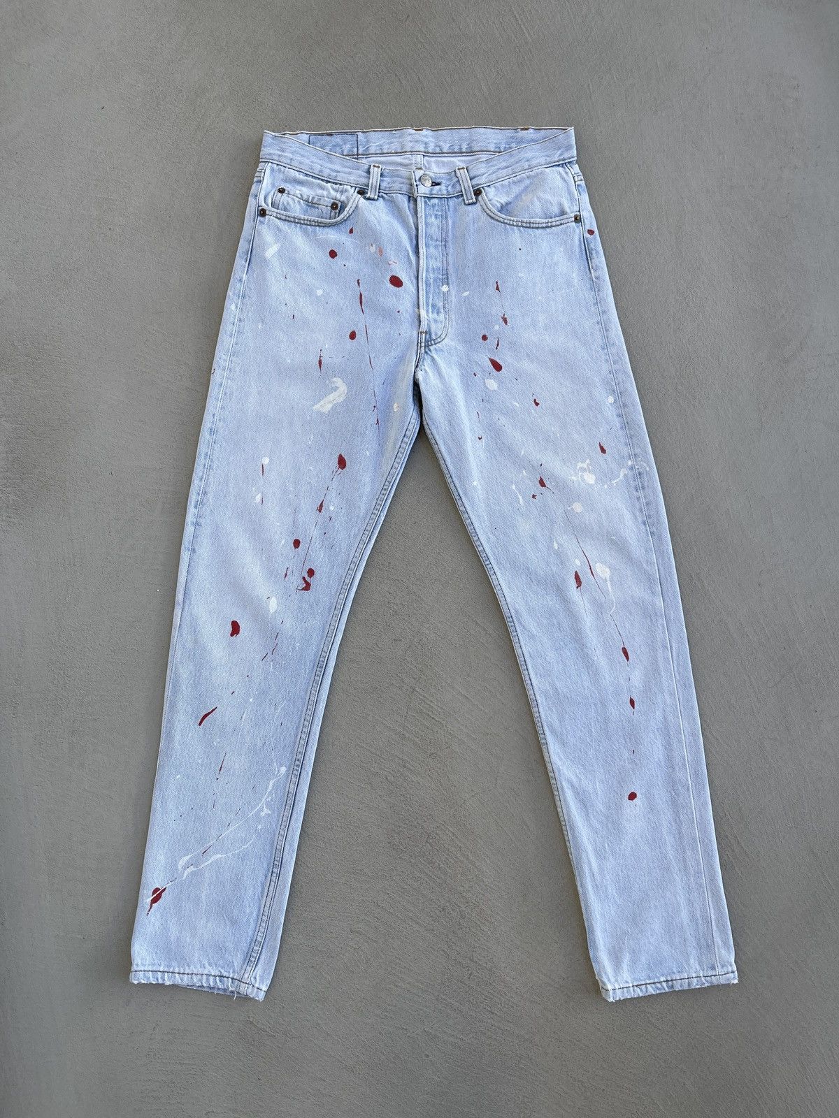 Vintage 1990s Levi's 1995 Baby Devil Paint 501 Denim Jeans - 2