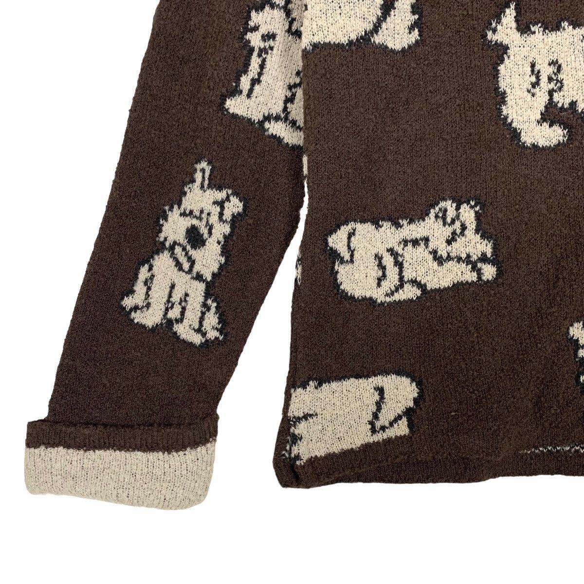 Japanese Brand - Vintage Bell House Puppy Dog All Over Print Knit Cardigan - 5