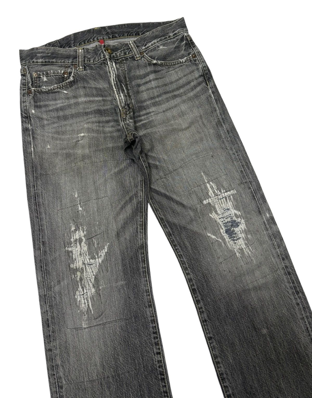Uniqlo - VINTAGE S002 BLACK FADED DISTRESS BAGGY JEANS - 2