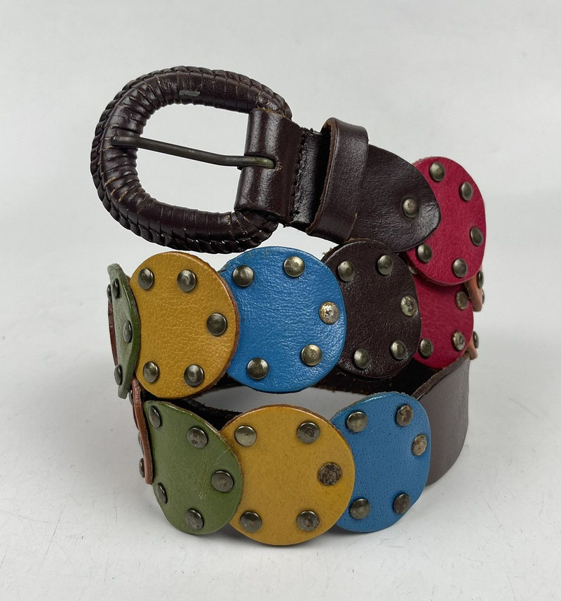 Japanese Brand - super rare multicolor studded leather belt tc32 - 1