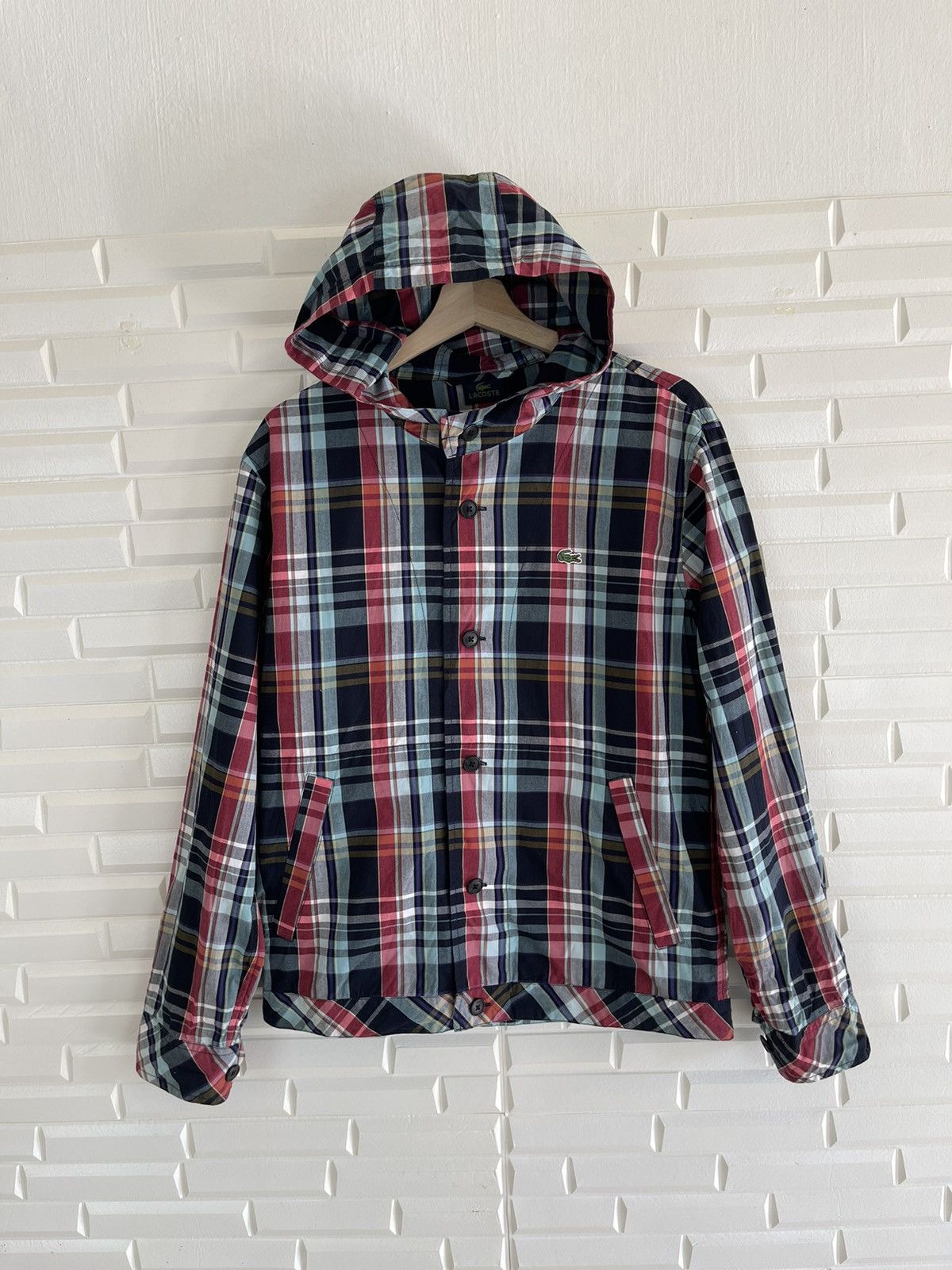 Vintage - Awesome Lacoste Hoodie Tartan Madras Style - 5