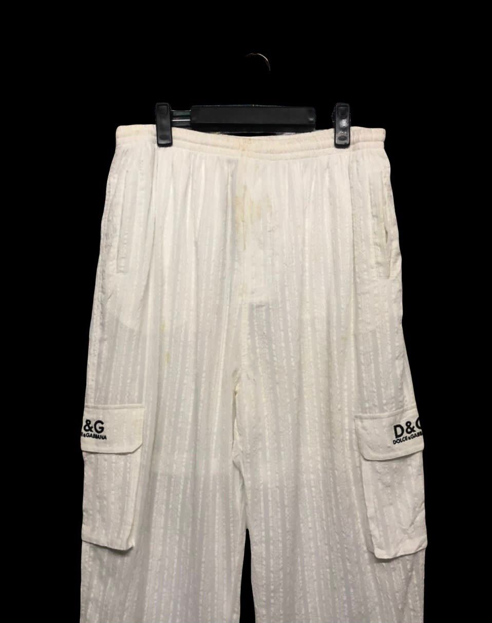 Vtg🔥D&G Cotton Linen Drawstring Hbt Style Cargo Pants - 4