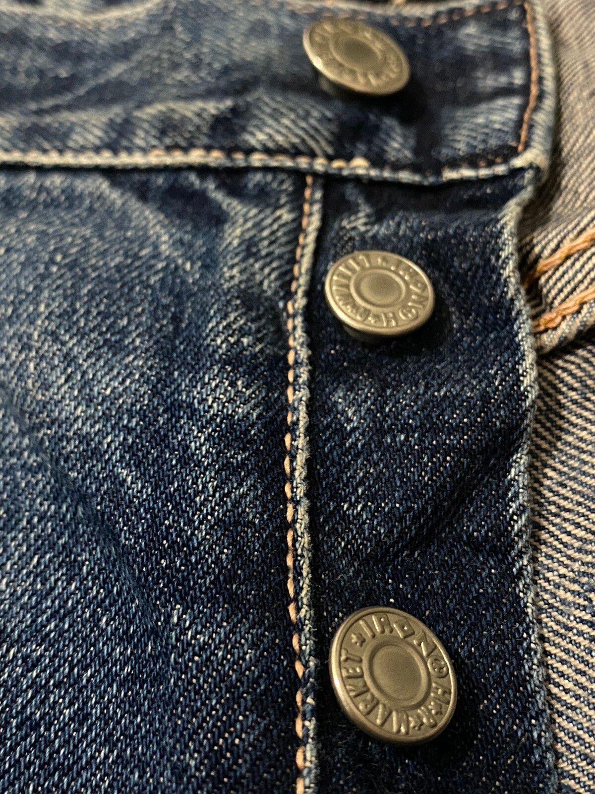 Japanese Brand - Men Blue Blue Japan Selvedge Distress Dirty Washed Button à - 17