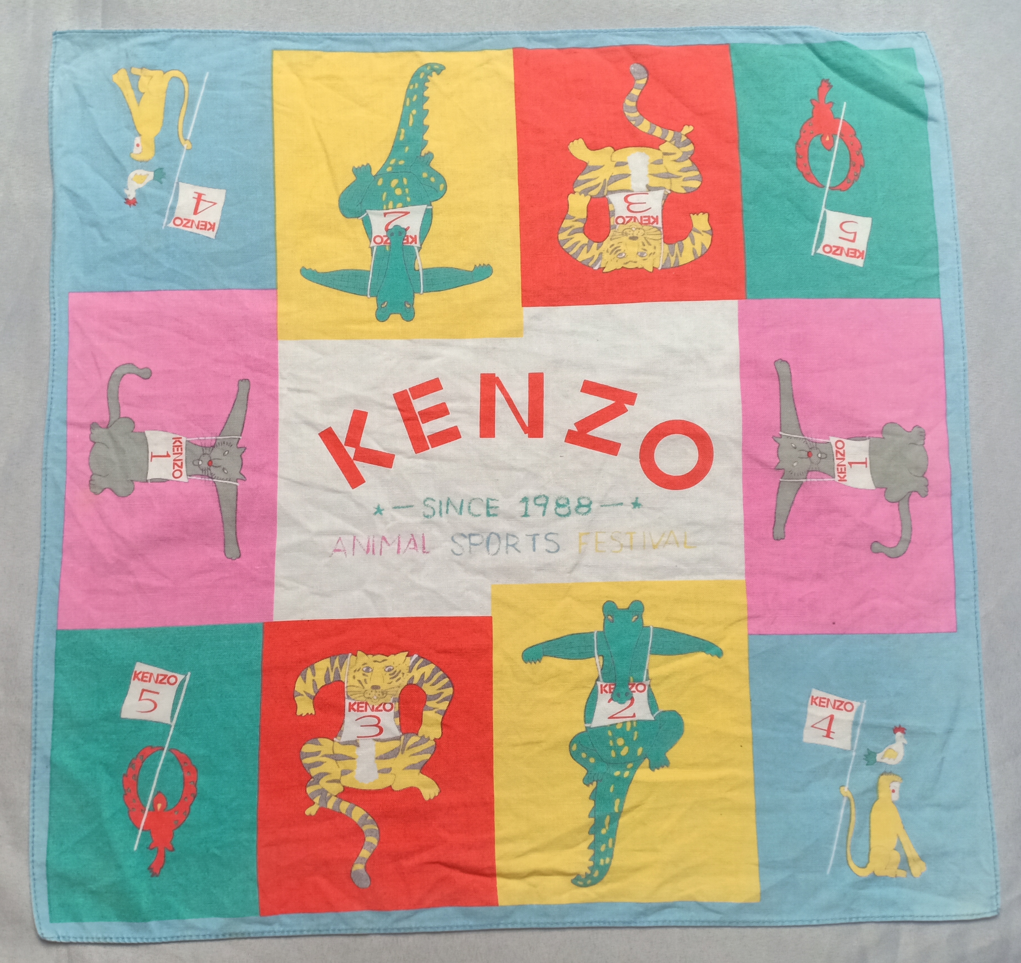 Kenzo Bandana Handkerchief Pocketsquare Animals Printed - 1