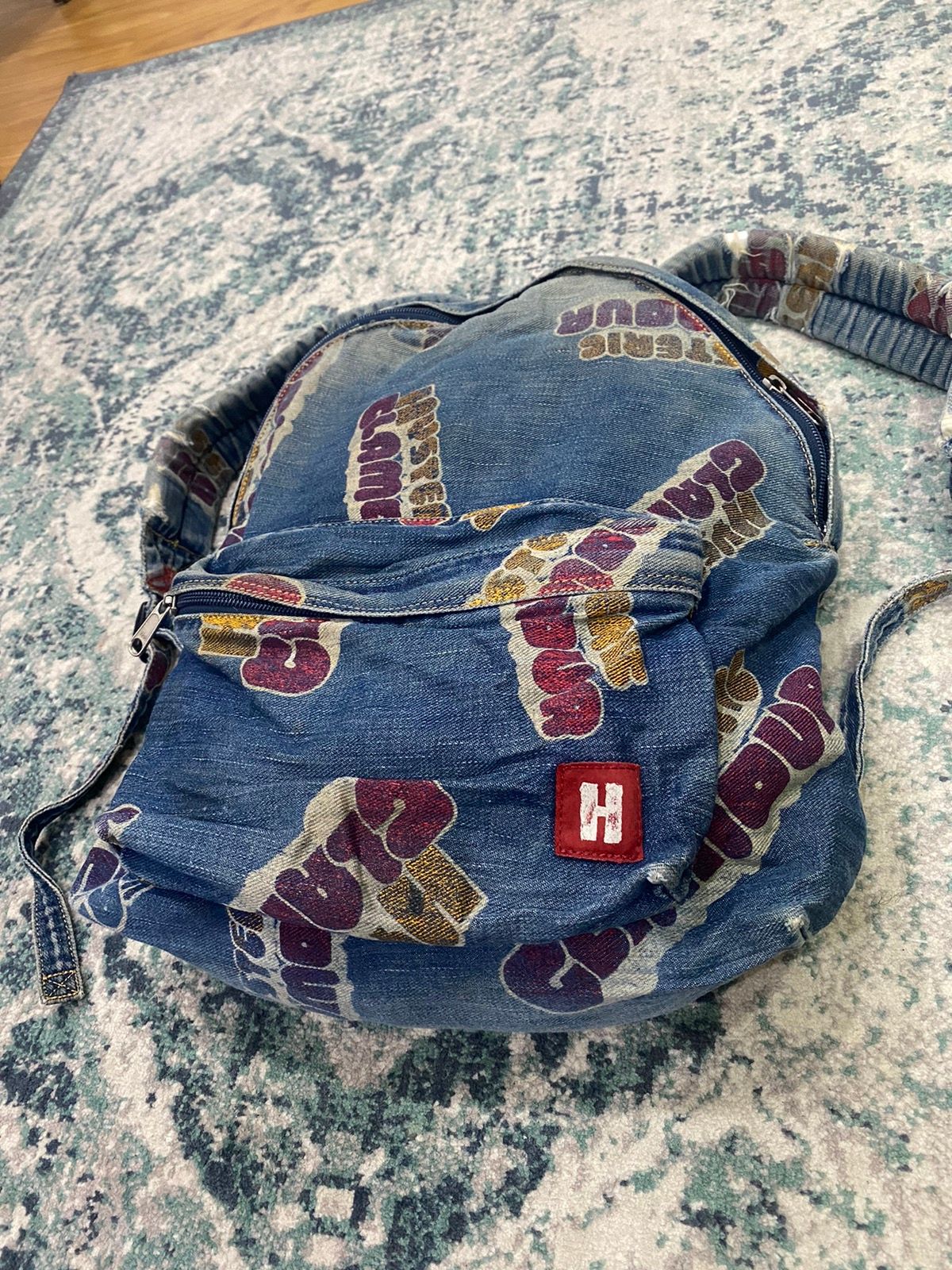Hysteric Glamour Printed Distressed Denim Backpack - 5