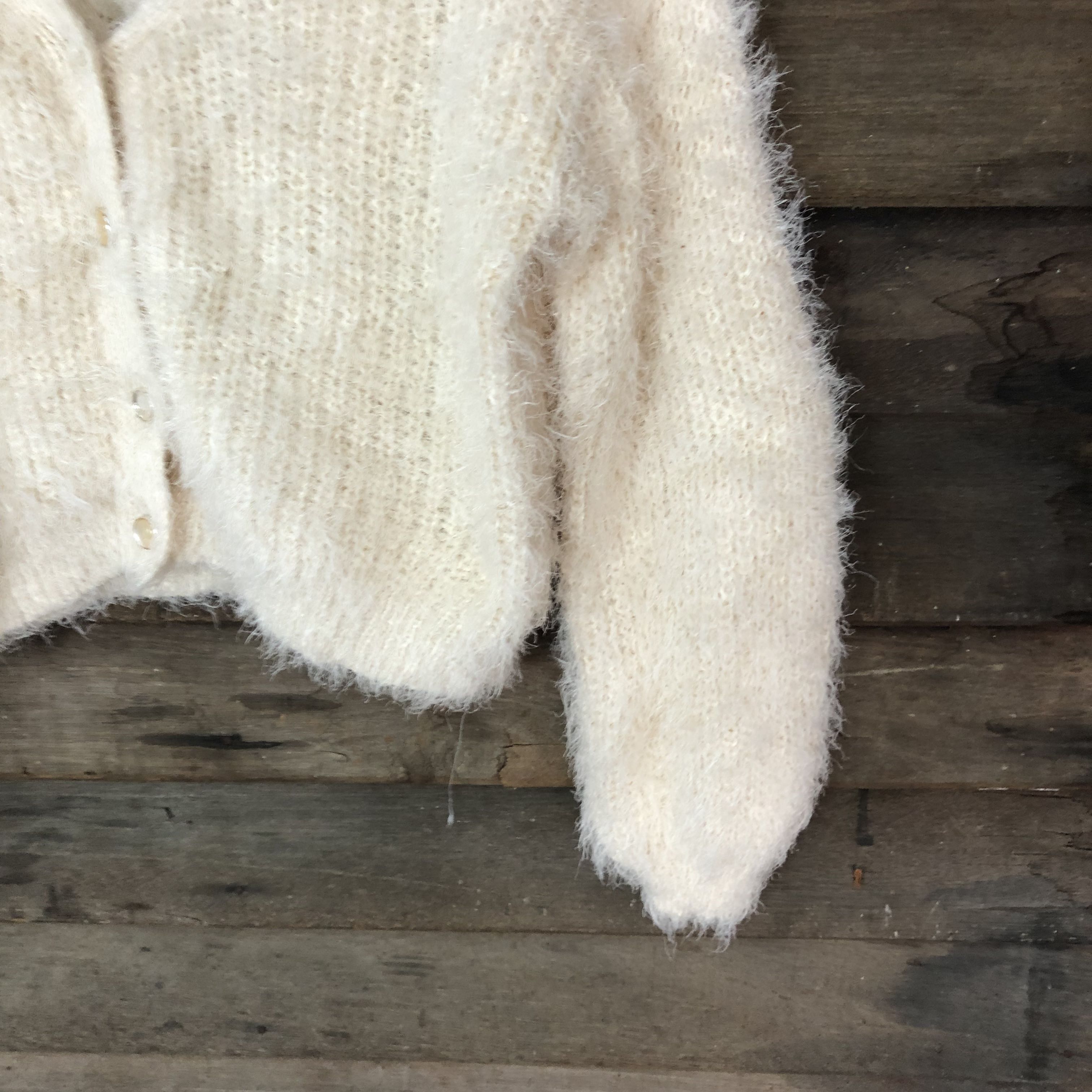 Majestic White Shag Shaggy Fur Mohair Cardigan #718 - 5