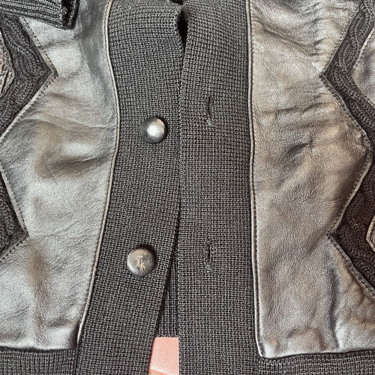 Vintage - Knitwear Leather Sweater Jacket Japan - 16