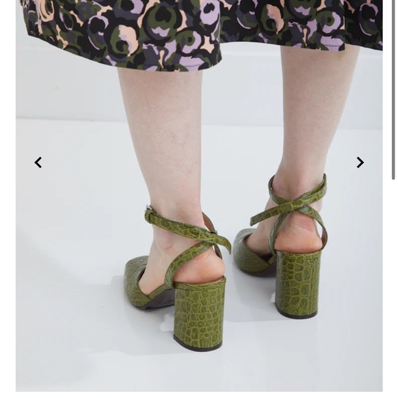 MARNI Peep Toe High Heel Croc Print Sandals in Dusty Olive - 6