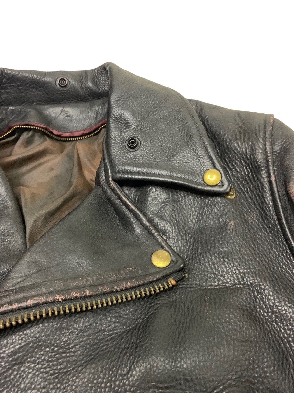 🔥RARE VTG BIKERS LEATHER JACKETS DOUBLE COLLAR - 5