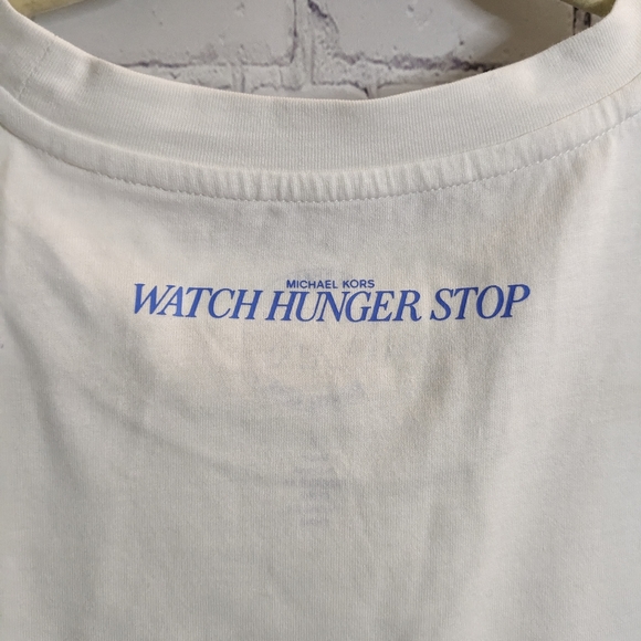 MICHAEL Michael Kors - Michael Kors LOVE High-Lo Tshirt Watch Hunger Stop EUC Women's Small - 6
